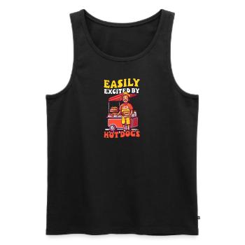 Hot Dog excité par un vendeur de hot-dogs - Débardeur bio Premium Homme - noir - Devant - Michal (187cm)