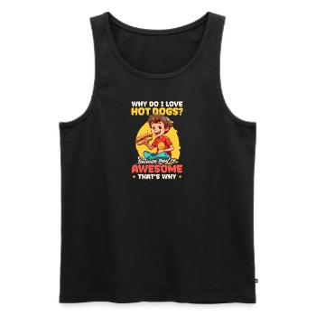 Les hot-dogs parce qu’ils sont géniaux - Débardeur bio Premium Homme - noir - Devant - Michal (187cm)