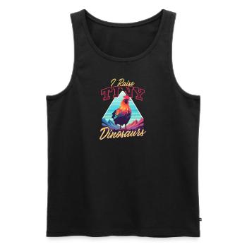 Chicken Farmer Raise Tiny Dinosaurs - Men's Premium Organic Tank Top - black - Front - Michal (187cm)