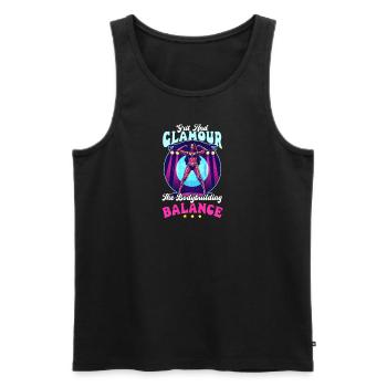 Bodybuilder Féminin Grit Glamour L’Équilibre - Débardeur bio Premium Homme - noir - Devant - AI Model Male 178 light (178cm)