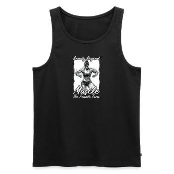 Weibliche Bodybuilderin Schönheit jenseits der Muskeln - Männer Premium Bio Tank Top - Schwarz - Vorne - AI Model Male 178 light (178cm)