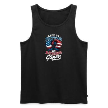 Besser boxen mit Boxhandschuhen Amerika - Männer Premium Bio Tank Top - Schwarz - Vorne - AI Model Male 178 light (178cm)