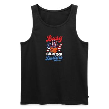 4. Juli Basketball beschäftigt sich mit dem Aufziehen von - Männer Premium Bio Tank Top - Schwarz - Vorne - Michal (187cm)