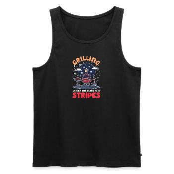 Patriotic Chef Grilling Under the Stars and Stripe - Men's Premium Organic Tank Top - black - Front - Michal (187cm)
