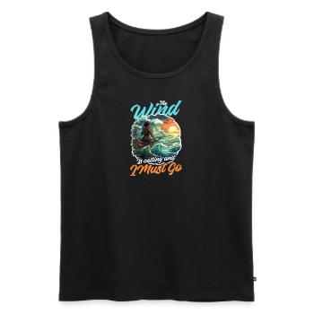 Windsurfen Windruf I Go - Männer Premium Bio Tank Top - Schwarz - Vorne - AI Model Male 178 light (178cm)