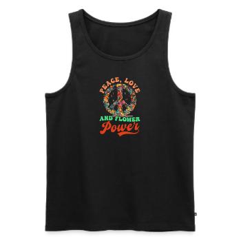 Floral Peace Symbol Peace Love Flower Power - Men's Premium Organic Tank Top - black - Front - Michal (187cm)