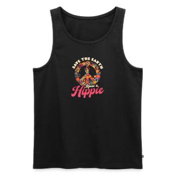 Floral Peace Symbol Save Earth Raise Hippie - Men's Premium Organic Tank Top - black - Front - Michal (187cm)