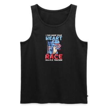 4. Juli Sportlehrer machen Herzrennen-Dinosaurier - Männer Premium Bio Tank Top - Schwarz - Vorne - Michal (187cm)