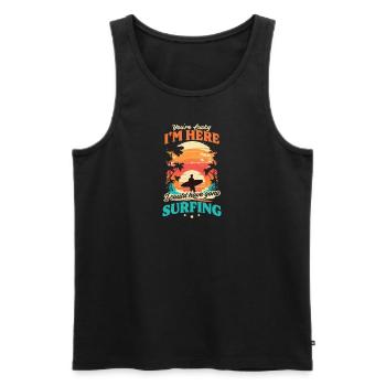 Surfer Lucky I'm Here Gone Surfing - Men's Premium Organic Tank Top - black - Front - Michal (187cm)