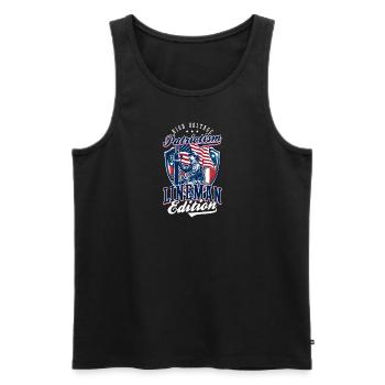 Patriote Patriotic Lineman High Voltage Patriotisme - Débardeur bio Premium Homme - noir - Devant - AI Model Male 178 light (178cm)