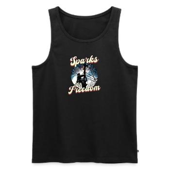 Patriotic Lineman Sparks of Freedom - Men's Premium Organic Tank Top - black - Front - Michal (187cm)