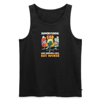 Supervisor Supervising: Like Herding Cats, But Wor - Men's Premium Organic Tank Top - black - Front - AI Model Male 178 light (178cm)