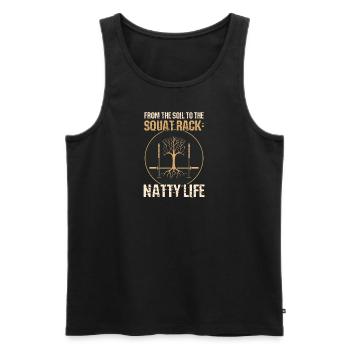 Natty Bodybuilder Vom Boden zum Squat Rack Natty Li - Männer Premium Bio Tank Top - Schwarz - Vorne - Michal (187cm)