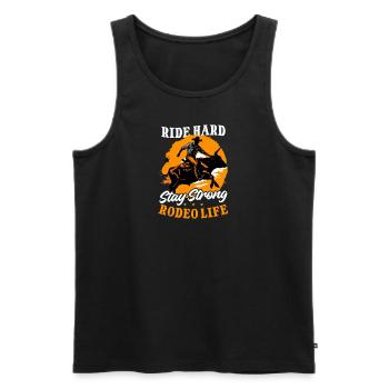 Western Rodeo Ride Hard, Stay Strong: Rodeo Life - Men's Premium Organic Tank Top - black - Front - AI Model Male 178 light (178cm)