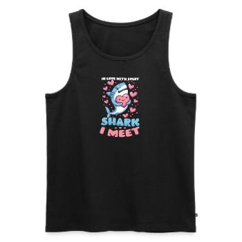 Biologist Shark Lover Love Every Shark I Meet - Men's Premium Organic Tank Top - black - Front - AI Model Male 178 light (178cm)