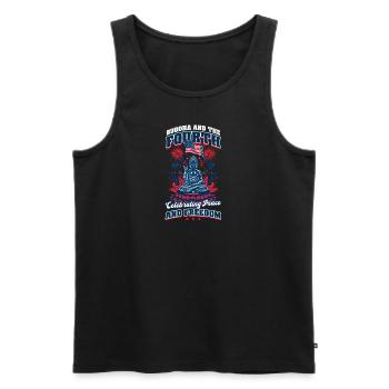 Patriotischer Buddhist feiert Frieden und Freiheit - Männer Premium Bio Tank Top - Schwarz - Vorne - AI Model Male 178 light (178cm)