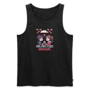 Geek Love Notre histoire d’amour a commencé avec un Dri partagé - Débardeur bio Premium Homme - noir - Devant - Michal (187cm)