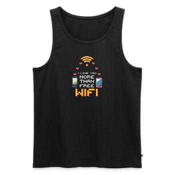 Geek Love Je t’aime plus que le Wi-Fi gratuit - Débardeur bio Premium Homme - noir - Devant - Michal (187cm)