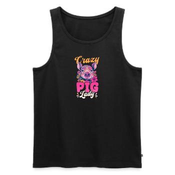 Pig Farmer Crazy Pig Lady - Men's Premium Organic Tank Top - black - Front - Michal (187cm)