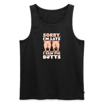 Pig Farmer Sorry I'm Late Saw Pig Butts - Men's Premium Organic Tank Top - black - Front - Michal (187cm)