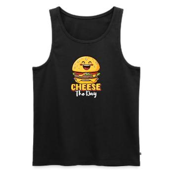 Hamburger Fromage du Jour - Débardeur bio Premium Homme - noir - Devant - AI Model Male 178 light (178cm)