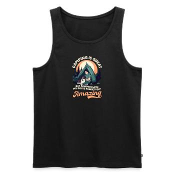 Funny Camping With Dog Is Pawsitively Awesome - Men's Premium Organic Tank Top - black - Front - Michal (187cm)
