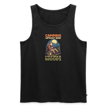 Funny Camping Camping Without Beer Sitting In Wood - Men's Premium Organic Tank Top - black - Front - Michal (187cm)