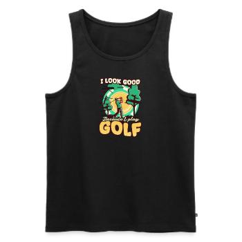 Golfen sieht gut aus, weil spielen - Männer Premium Bio Tank Top - Schwarz - Vorne - Michal (187cm)