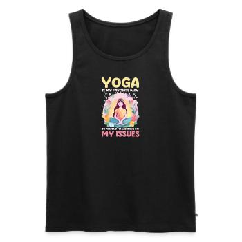 Funny Yoga Lover Pretend Working On My Issues - Men's Premium Organic Tank Top - black - Front - Michal (187cm)