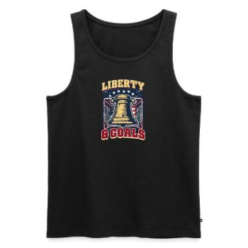 4 juillet Hockey Liberty & Goals - Débardeur bio Premium Homme - noir - Devant - Michal (187cm)