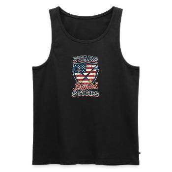 4th Of July Hockey Stars, Stripes & Sticks - Men's Premium Organic Tank Top - black - Front - AI Model Male 178 light (178cm)