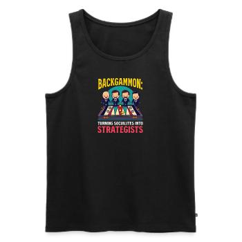 Funny Backgammon Turning Socialites into Strategis - Men's Premium Organic Tank Top - black - Front - AI Model Male 178 light (178cm)