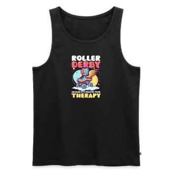Roller Derby Thérapie moins chère - Débardeur bio Premium Homme - noir - Devant - AI Model Male 178 light (178cm)