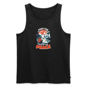 Les poissons Koi nourrissent les Koi, trouvent la paix intérieure - Débardeur bio Premium Homme - noir - Devant - AI Model Male 178 light (178cm)