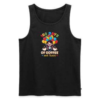 100 Days At School 100 Days Of Coffee And Chaos - Men's Premium Organic Tank Top - black - Front - Michal (187cm)