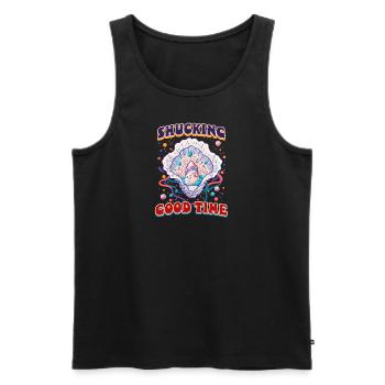 Austernschälen gute Zeit - Männer Premium Bio Tank Top - Schwarz - Vorne - Michal (187cm)