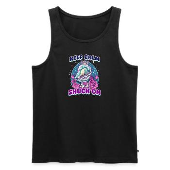 Oyster Keep Calm And Shuck On - Men's Premium Organic Tank Top - black - Front - Michal (187cm)