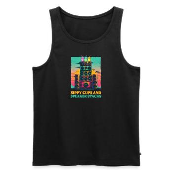 EDM Rave Mom Sippy Cups and Speaker Stacks - Men's Premium Organic Tank Top - black - Front - AI Model Male 178 light (178cm)