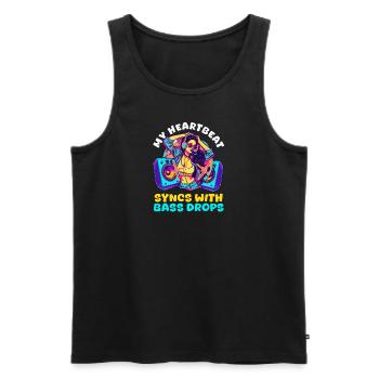 EDM Rave Mom My Heartbeat Syncs with Bass Drops - Men's Premium Organic Tank Top - black - Front - AI Model Male 178 light (178cm)