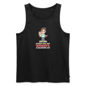 Bodybuilding Mom Raising Kids and Weights - Men's Premium Organic Tank Top - black - Front - AI Model Male 178 light (178cm)