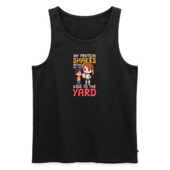 Bodybuilding Mom Protein Shakes Bring Kids to Yard - Men's Premium Organic Tank Top - black - Front - AI Model Male 178 light (178cm)