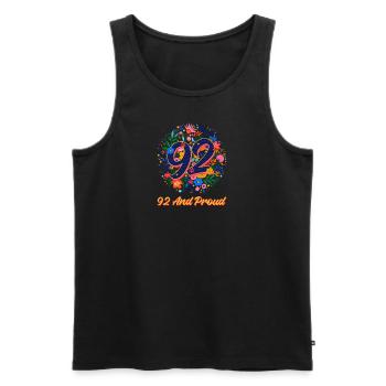 92. Geburtstag 92 und stolz - Männer Premium Bio Tank Top - Schwarz - Vorne - AI Model Male 178 light (178cm)
