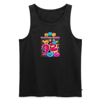 92. Geburtstag 92 Und immer noch kickt - Männer Premium Bio Tank Top - Schwarz - Vorne - AI Model Male 178 light (178cm)