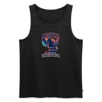 4. Juli Katze Meowica die Schöne - Männer Premium Bio Tank Top - Schwarz - Vorne - AI Model Male 178 light (178cm)