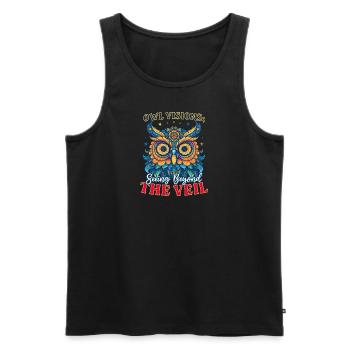 Spirituelle Eule Eule Visionen: Hinter den Schleier sehen - Männer Premium Bio Tank Top - Schwarz - Vorne - Michal (187cm)