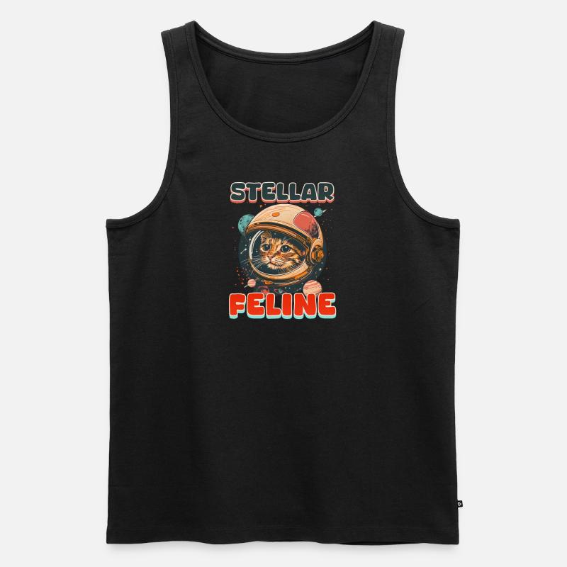 Katze Astronaut Stellar Feline - Männer Premium Bio Tank Top - Schwarz