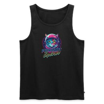 Chat Astronaute Purronaute Explorer - Débardeur bio Premium Homme - noir - Devant - AI Model Male 178 light (178cm)