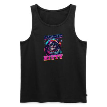 Cat Astronaut Cosmic Kitty - Men's Premium Organic Tank Top - black - Front - AI Model Male 178 light (178cm)