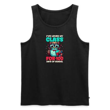 100 Days Of School Teacher Loved My Class Owl - Men's Premium Organic Tank Top - black - Front - Michal (187cm)