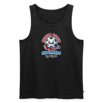 Fußballtrainer Fußballtrainer bei Tag, Superheld bei Nig - Männer Premium Bio Tank Top - Schwarz - Vorne - AI Model Male 178 light (178cm)